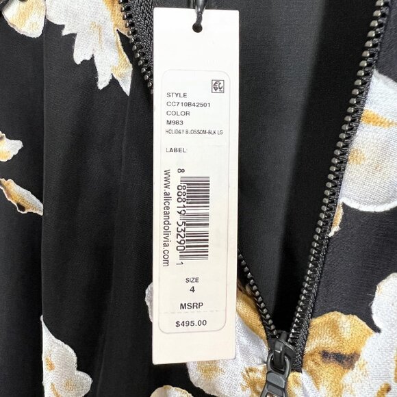 NWT Alice + Olivia Black Fabiola Burnout MIdi Dress $495 - Picture 8 of 12